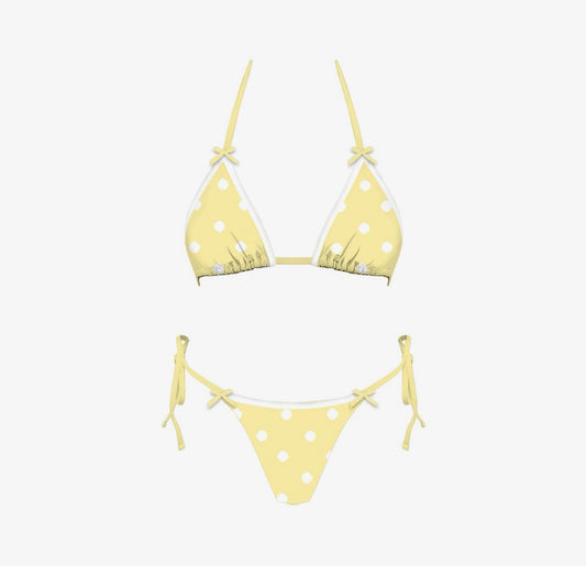 Little Yellow Polka Dot Bikini Top